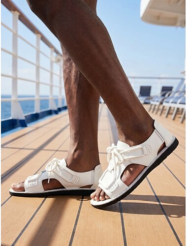  Herr minimalist Ledigt Ö och kryssning PU Läder Halksäker Snörning Svart Vit Brun Sommar Vår Alla årstider