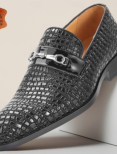  Herrloafers i premiumkvalitet i äkta läder med krokodilprägling och metalldetaljer, lyxiga finskor för affärsmän, kontor, bröllop, formella evenemang och sofistikerade kvällskläder