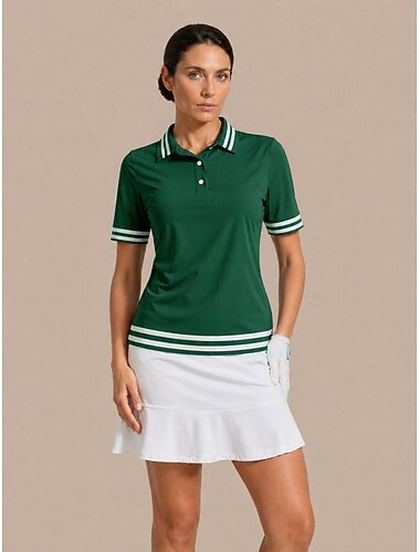  Damen Golf-Poloshirt Dunkelgrün Kurzarm Oberteil Damen-Golfkleidung, Kleidung, Outfits, Kleidung