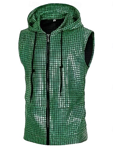  Retro vintage Schijf Jaren '80 Hesje Mouwloos Glanzend metallic Ruudullinen Kostuum Voor heren Halloween Carnaval Feest Bar Nachtclub Volwassenen Top Lente zomer