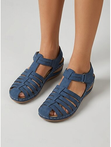  Sandales gladiateur confortables pour femmes – conception ajourée respirante, crochet réglable &Chaussures de marche décontractées légères de style romain, à bride boucle, idéales pour les voyages, le