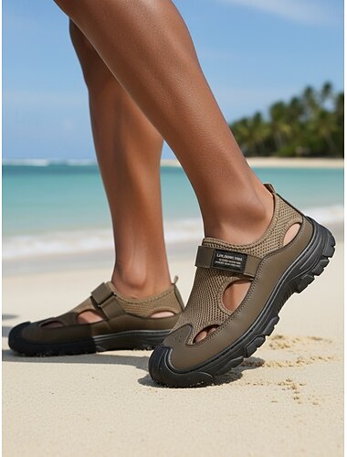  Gesloten visserssandalen voor heren, ademend mesh-paneel, outdoor strandschoenen, lichtgewicht sportieve comfortabele stijl voor mannen, ideaal voor strandvakantie, wandelen en reizen.