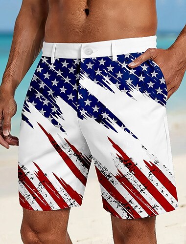  Herren 250. Jahrestag des Unabhängigkeitstages der USA am 4. Juli Amerikanische Flagge Bermudashorts Freizeitshorts Kurze Golfhosen Mittlere Taille Patriotisch Outdoor Ferien Kurze Hose mit flacher