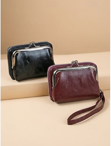  Damen-Geldbörse aus Kunstleder mit Handgelenkschlaufe, großes Fassungsvermögen, mehrere Kartenfächer, Münzfach in verschiedenen Farben, ideal zum Einkaufen, Reisen, für den Alltag und unterwegs