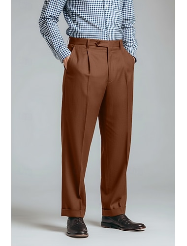  Heren Katoen Linnen Pakken Vrijetijdsbroek Casual liiketoiminta Vintage Klassiek & Tijdloos Casual Zwart Bordeaux Donker Marine Lente zomer Alle seizoenen Broeken Effen Kleur Normale pasvorm Lang