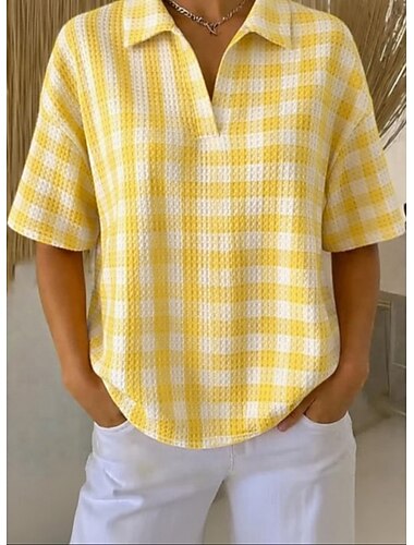  Femmes Chemise gaufrée Chemise Décontractée Hauts d'été Graphique Géométrique Élégant Vacances ancien Sans manches Col Hauts Réguliers Quotidien Extérieur Vêtements de rue Jaune Kaki Arc-en-ciel Ét