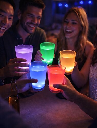  Lot de 1 gobelet lumineux LED à changement de couleur activé par le liquide, verres à effet ananas lumineux pour la Saint-Valentin, Noël, les fêtes, les bars, les discothèques, l'eau, les jus et autres boissons.