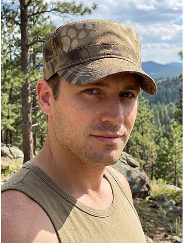  Șapcă militară bărbătească din amestec de bumbac camo, pălărie de patrulare camuflaj multicoloră reglabilă pentru călătorii, aventuri în aer liber, drumeții și ținute casual de zi cu zi