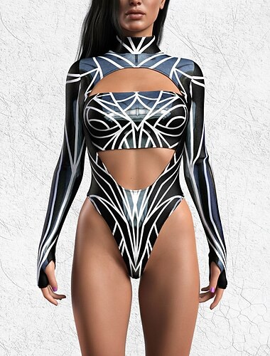  combinaison Impression Femmes Mode Cosplay Déguisement Sexy 3D Costume pour Plage Festival de Musique Soirée Mascarade Adulte