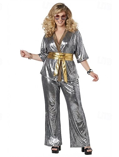  Retro / vintage Anii 1960 Anii 1970 Bluză / Cămașă Pantaloni cu fund clopot Costumul Abba Mărime Plus Hippie Mulată Costume de fancy Pentru femei Costum de carnaval Mascaradă Carnaval Performanță