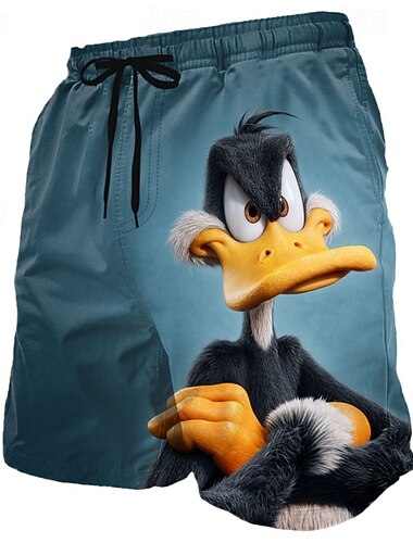  Homme Drôle Canard animaux de dessin animé Maillots de bain Maillots de bain shorts de bain Shorts de Surf Taille Moyenne Hawaïen Vacances à la Plage Poches Latérales doublure en maille Taille