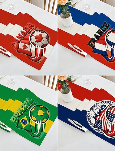  Chemin de table décoratif sur le thème du football 2026, 33 x 180 cm, pour la salle à manger, le salon, une fête ou un anniversaire – idéal pour les fans de football, 1 pièce.