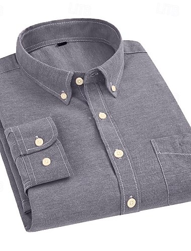  Homens Camisa Social Saia camisa de botão Camisa Oxford Tecido Diário O negócio Azul Claro Preto Branco Vermelho Manga Longa Aberto para a Lateral Todas as Estações Roupa