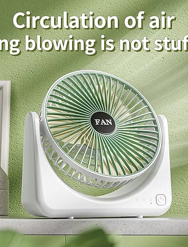  Liten USB-skrivebordsvifte, stillegående luftsirkulerende bordvifte med 3 hastighetsmoduser, bærbar personlig kjølevifte for kontorpult, hjem, soverom, nattbord, justerbar vinkel
