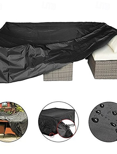  Capa para conjunto de móveis de jardim, capa para sofá modular externo, capa para conjunto de mesa e cadeiras externas, resistente à água, 198 cm de comprimento x 157 cm de largura x 76 cm de altura.
