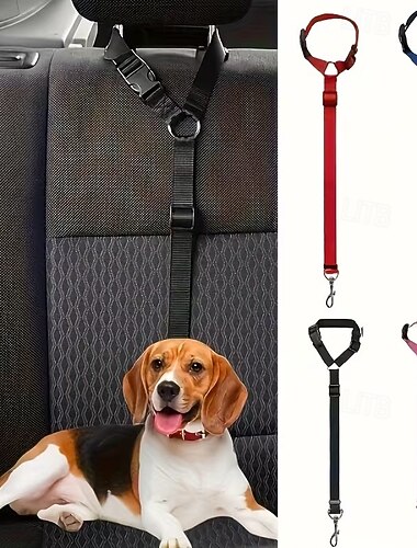  2-delige autogordel voor huisdieren (kat en hond), geschikt voor universele veiligheidsgesp, verstelbaar veiligheidskoord, autogordel voor honden, accessoires voor honden
