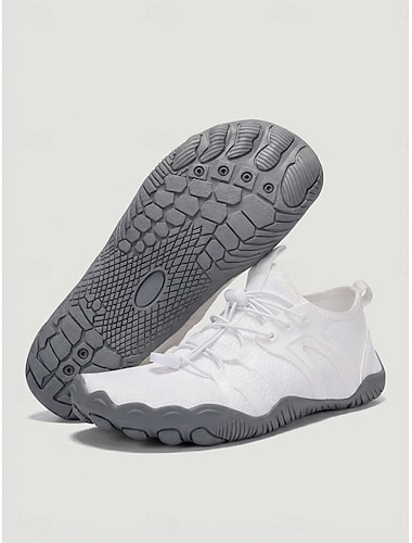  Witte, sneldrogende waterschoenen voor dames, ademende, antislip waterschoenen met trekkoord, lichtgewicht schoenen die aanvoelen als blote voeten, ideaal voor strand, zwemmen en wandelen.