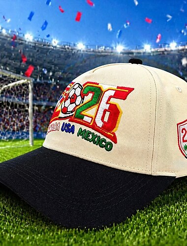  قبعة كأس العالم لكرة القدم 2026، قبعة بيسبول مطرزة بشعارات الولايات المتحدة الأمريكية وكندا والمكسيك، قبعة قابلة للتعديل للجنسين لمحبي كرة القدم، مناسبة للأنشطة الخارجية، وأيام المباريات، والحفلات،