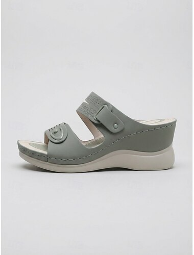  Sandalias de cuña verdes para mujer: sandalias cómodas con correa ajustable y soporte para el arco del pie, calzado ligero y acolchado para caminar, ideal para viajes, uso diario y actividades al aire