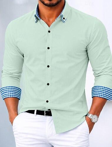  Per uomo Camicia Camicia elegante Camicia button-down Camicia non stiro Blocco di colori Quotidiano Affari Nero Bianco Giallo Rosso Manica Lunga Collo ripiegato Primavera & Estate Estate Abbigliamento