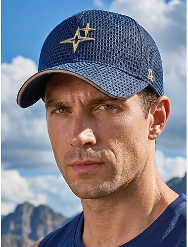  miesten verkkokankainen rekkakuskin hattu - hengittävä polyesteribaseball-lippis tähtikirjonnalla, useita värejä, säädettävä snapback ulkoiluun, matkustamiseen &arkipäivän vapaa-ajan vaatteet