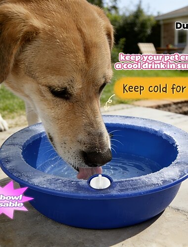  Confezione da 5 ciotole di ghiaccio e distributori d'acqua per animali domestici ricaricabili con acqua e congelamento, raffreddamento estivo essenziale per il raffreddamento estivo, mantenimento del freddo di lunga durata, lascia che il tuo animale domes