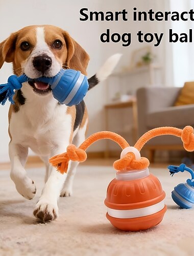  Balle interactive automatique pour chien, 2 couleurs, capteur de mouvement, rechargeable par USB, moteur silencieux haute vitesse, soulage l'anxiété de séparation, jeu intérieur/extérieur, jouet pour