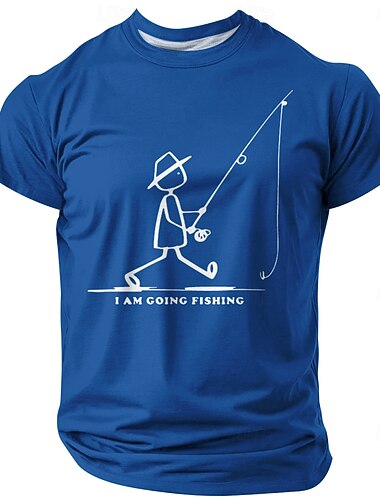  Pánské tričko s nápisem „Jdu na ryby, stickman, vtipný obrázek“, slim fit, outdoor, ležérní, značkové oblečení, velikosti S, M, L, XL, XXL, XXXL