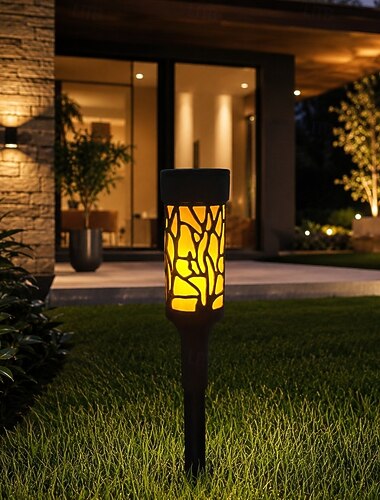  1 lampe solaire extérieure étanche, torche à flamme vacillante, éclairage extérieur solaire pour la décoration de jardin, éclairage LED solaire pour allée et cour