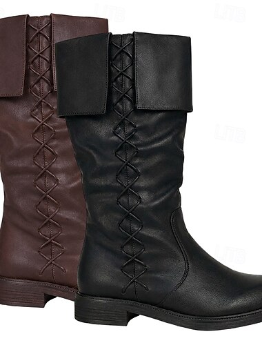  Medieval Renascentista Sapatos Botas sem salto Viking Cruzado Fantasia Homens Unisexo Pirata Steampunk Dia Das Bruxas Carnaval Baile de Máscaras Festa / Noite LARP Ren Faire Adulto Sapatos