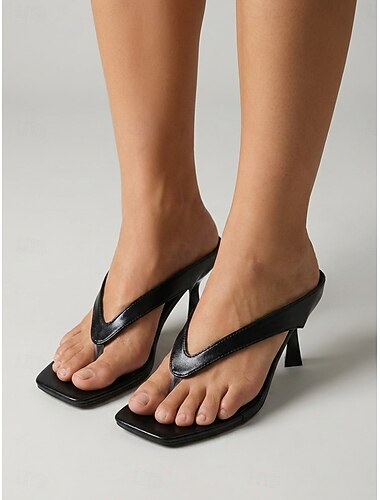  Damessandalen met bordeauxrode hak en teenslipper - sexy teenslippers met vierkante neus en hak voor cruisevakanties en elegante avonddiners. &zomerse resortfeesten