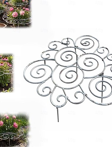  Anneau de support métallique pour plantes, tuteur pour fleurs et légumes, cage à plantes en fer, support extérieur pour plantes à croissance verticale, cadre de support pour pelouse, terrasse et