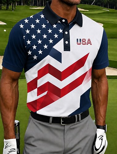  Miesten 250-vuotisjuhlan isänmaallinen Amerikan lippu 1776 2026 polo paita lyhythihainen kauluspaita golf rento kesäpaita