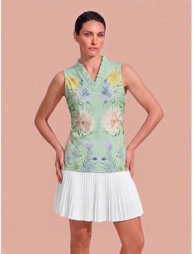  Damen Golf-Poloshirt Leicht Grün Ärmellos Oberteil Damen-Golfkleidung, Kleidung, Outfits, Kleidung