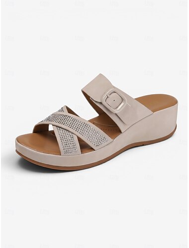  Svarta komfortkil sandaler med stöd för hålfoten för kvinnor - lätta, bekväma och korsade strassmönster hela dagen &justerbara sandaler med spänne för promenader och resor &vardagskläder