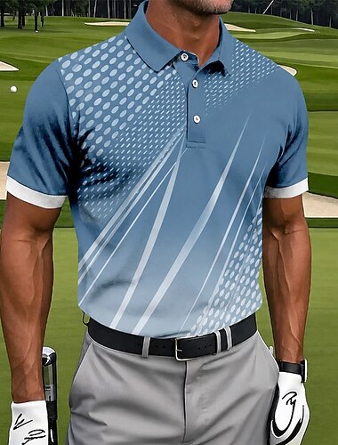  Per uomo Geometrico Golf Polo Sportivi Manica Corta Magliette polo Camicie con Colletto Casual Athleisure Stampa 3D Bottoni Tessuto retato traspirante Primavera & Estate Blu 1 Blu 3# Blu 2#