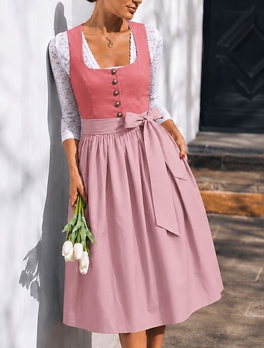  Oktoberfest Kjoler Dirndl Hushjelp bayerske Tysk München Enger Dame Fest Ølfestivalen Tradisjonell stil klut Uten bluse (75 cm)