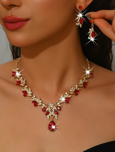  Set di Gioielli 2 Cristallo Cromo Orecchini Collana Per donna Moda Parure di gioielli Per Matrimonio