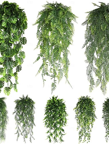  8 st konstgjorda monstera hängande vinstockar falsk tropisk grönska väggdekor, stor hängande lövgirlang för bröllopsfest bakgrund, vägghängande växter utomhus inomhus, handgjord konstgjord grön