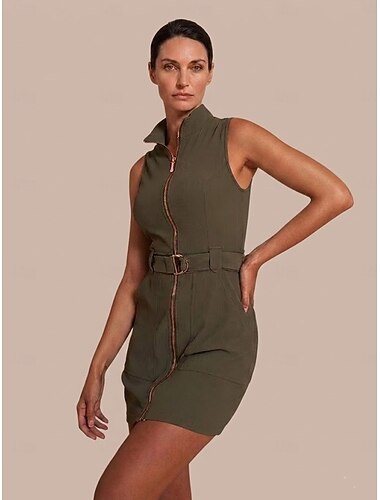 Damen Golfkleid Armeegrün Dunkelmarine Ärmellos Kleid Damen-Golfkleidung, Kleidung, Outfits, Kleidung