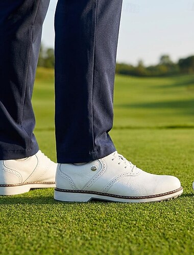  Waterdichte golfschoenen voor heren zonder spikes, veterschoenen van microvezel met leerlook en antislip rubberen zool.