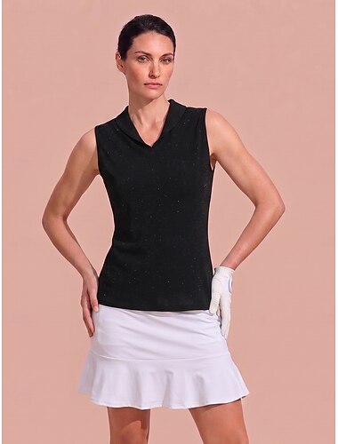 Dam Vandringspolotröja Svart Ärmlös Överdelar Golfkläder för damer Kläder Outfits Bär kläder