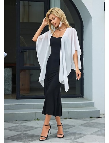  Scialli Scialle Donna Scialli della Madre Scialli della Sposa Scialli dell'Ospite di Nozze Elegante Signore Formale Senza Maniche Chiffon Stole da matrimonio Con Colore puro Per Quotidiano Primavera