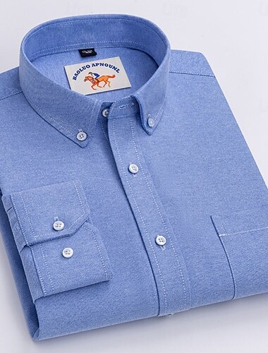  Herr Skjorta Button Down skjorta Oxford skjorta Slät Utomhus Företag Blå Svart Vit Rosa Långärmad Nedvikt Sommar Vår Kläder Ficka