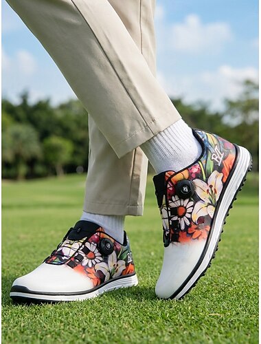  Scarpe da golf floreali da uomo, scarpe sportive casual slip-on, scarpe leggere antiscivolo per golf, resort ed eventi all'aperto