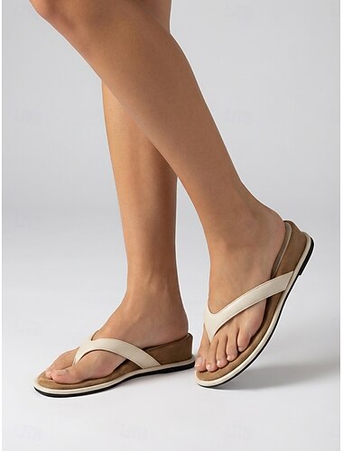  Infradito con zeppa color bianco crema da donna - eleganti sandali infradito con plateau e suola in camoscio per vacanze al mare e crociere estive &abbigliamento da resort balneare
