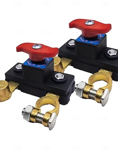  2-pack batterifrånkopplingsbrytare, toppstolpe huvudbatteriavstängningsbrytare, 12v 24v kraftig strömavstängningsbrytare för bil, husbil, båt, marin, lastbil, bilbatterilänkpolfrånskiljare