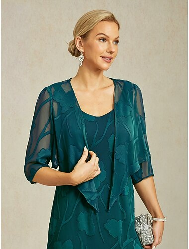  Damen Schultertücher Illusionsspitze Blumen Elegant Stilvoll Basic Dreiviertelarm Wasserfallausschnitt Täglich Hochzeitsgast Urlaubskleidung Dunkelgrün Sommer Frühling Herbst