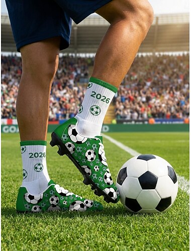  Herensneakers in groen met sportief thema (2026) - veterschoenen met voetbalprint, streetwear voor buitenactiviteiten. &fanbijeenkomsten