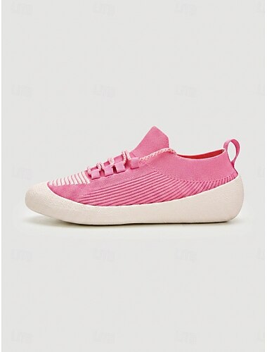  Rosa pustende strikkede slip-on-sneakers til dame – komfortable, lette fritidssko med sklisikker, fleksibel såle, minimalistiske, lave tursko for hverdagsbruk, reiser og aktiviteter.